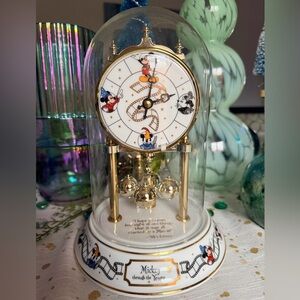 Disney Mickey Through the Years 70 Anniversary Glass Dome Clock